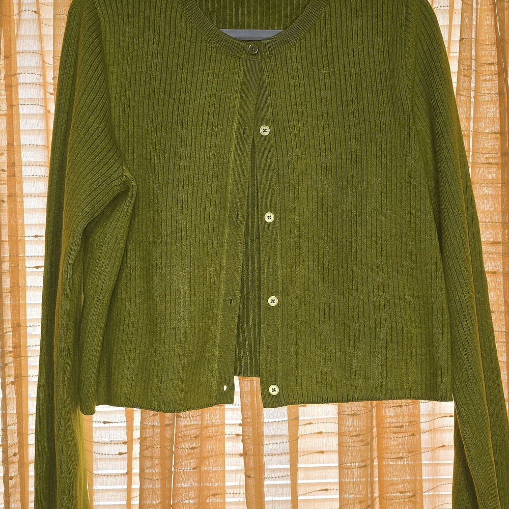 Wild Fable Green Ribbed Cardigan Sweater